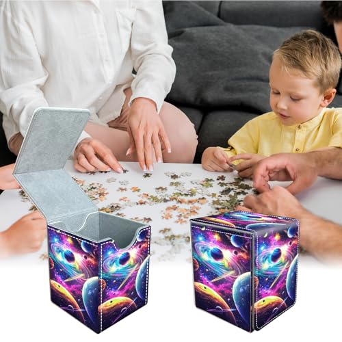 Commander Deck Box for MTG Commander Trading Cards with Magnetic Closure,Premium Leather Card Storage Box Case for MTG TCG CCG Magic Cards,Fits 100+ Single Sleeved Cards, Greatful Galaxys Planet - color: Greatful Galaxys Planet