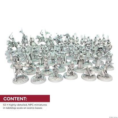 Dungeons & Lasers Townsfolk DND Miniatures Set with 62 NPC Figures for D&D and 5E RPG Games - 28MM Size, Unpainted, Unassembled - for Ages 14 Years +