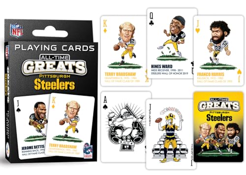 MasterPieces Family Games - Pittsburgh Steelers All-Time Greats Playing Cards - Officially Licensed Playing Card Deck for Adults, Kids, and Family - style: Pittsburgh Steelers