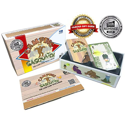 Camping with Sasquatch by Big Discoveries - A 128-Count Family Card Game with a Roar! | Fun Rummy Meets Slapjack Card Games for Kids, Teens, Adults, and Families - style: Camping with Sasquatch