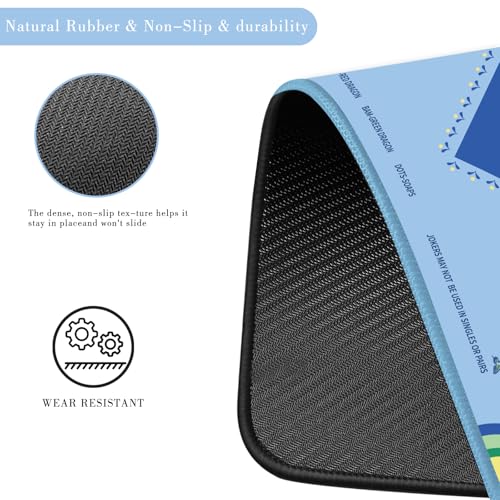 Ocean Blue Mahjong Mat with Lotus & Butterfly Artwork - 32.4x32.4 Inch Hand-Painted Style Rubber Mat, Waterproof Surface, Anti-Slip Foldable Design for Asian-Themed Game Nights (Marine Blue) - color: Marine Blue