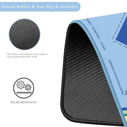 Ocean Blue Mahjong Mat with Lotus & Butterfly Artwork - 32.4x32.4 Inch Hand-Painted Style Rubber Mat, Waterproof Surface, Anti-Slip Foldable Design for Asian-Themed Game Nights (Marine Blue) - color: Marine Blue