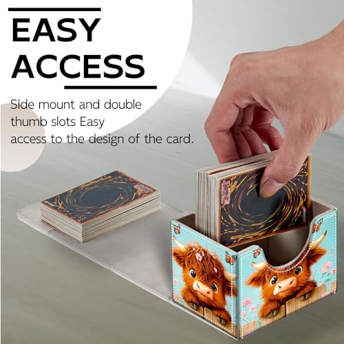 Trading Card Storage Box, Premium PU Leather with Magnetic Closure, Holds 100+ for MTG Cards, Cow Is In The Fence Durable Deck Box for Magic the Gathering, Trading Card Games - color: Cow Is In The Fence