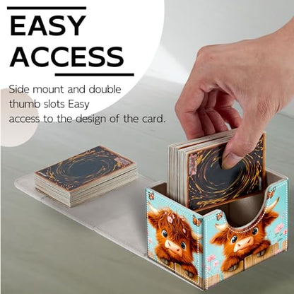 Trading Card Storage Box, Premium PU Leather with Magnetic Closure, Holds 100+ for MTG Cards, Cow Is In The Fence Durable Deck Box for Magic the Gathering, Trading Card Games - color: Cow Is In The Fence