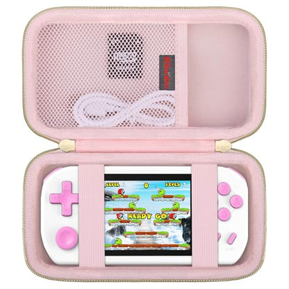 Elonbo Carrying Case for TEBIYOU/ WELLST·G/ TaddToy/ Beijue/ FAMILY POCKET/ CCTU/ X-JOYKIDS/ GREENCREEK/ Beico/ KAVOYI/ GuaiyeyeAP Handheld Game Console, Portable Electronic Gaming Player Bag, Pink - color: Pink