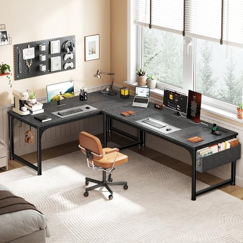 DurayLoly 63 x 24 inch Large Gaming Desk, 24mm Thick Desktop with RGB LED, Computer Desk with Built-in Power Outlets, Detachable Stand, 150LBS Heavy Duty, Ultimate Desk for Pro Gamers, Black - color: Black, size: 63 Inch