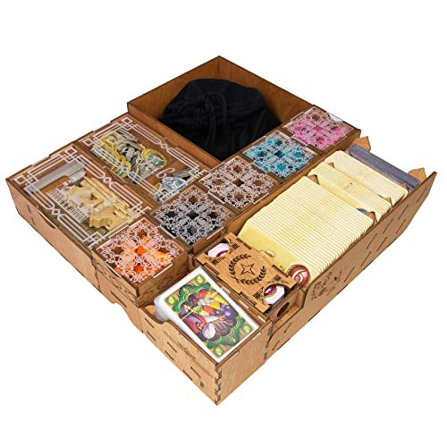 SMONEX Organizer Insert Compatible with Five Tribes and All Expansions - Ideal Board Game Organizer for Vertical Storage - Laser Engraved Insert Suitable for the 5 Tribes Board Game