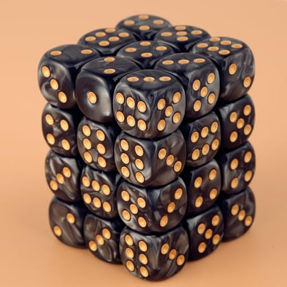 36 Pieces 12mm 6 Sided Mini Dice Set,Pearl Pattern D6 Game Dice Set,6 Sided Standard Game Dice for Board Games Dice Games Classroom Teaching Dices Game, with Portable Gaming Box(Black) - color: D6-black Pearl