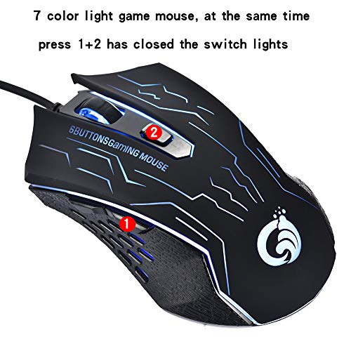 Gaming Mouse Wired - Game Computer Mice with 6 Buttons for PC,Gamer - USB Wired Mouse - Comfortable Grip - … (Black)