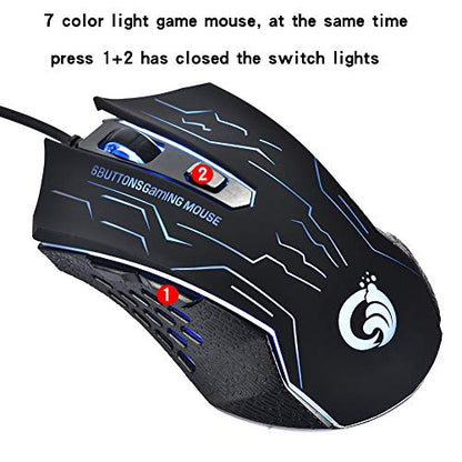 Gaming Mouse Wired - Game Computer Mice with 6 Buttons for PC,Gamer - USB Wired Mouse - Comfortable Grip - … (Black)