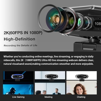1080P 60FPS Streaming Webcam with Autofocus, Microphone, RGB Light and Tripod, USB Camera for PC/Mac, Plug and Play for Zoom, Skype, YouTube, Online Meetings - style: 1080P+60FPS