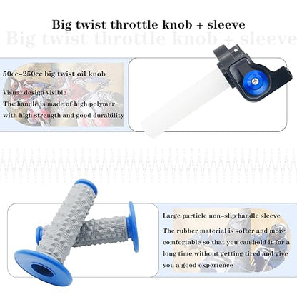 22mm 7/8" Throttle Twists Grip with Throttle Cable Upgraded Universal for Off-Road Motorcycle 250 Dirt Pit Motor Mini Bike YCF CRF70 TTR SSR KLX110 Thumpstar - color: Blue