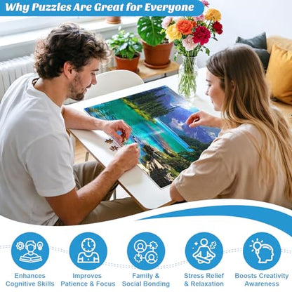 500 Pieces Puzzles for Adult Jigsaw Puzzle 500 Piece Puzzle Elderly Puzzle | Mountain Forest Lake Puzzles Gift for Mom Dad Family Friend Family Activity Games Home Decor Wall Art 20.5x15IN - style: Lake