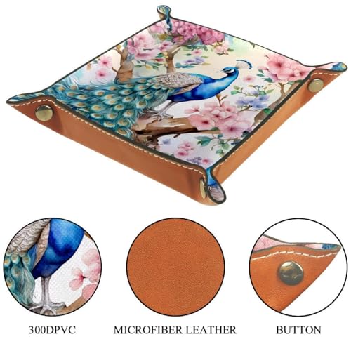 Peacock Cherry Floral Dice Tray Dice Rolling Tray Folding Dice Holder for Dice Games, Like RPG, DND and Other Table Games - color: Multi 19