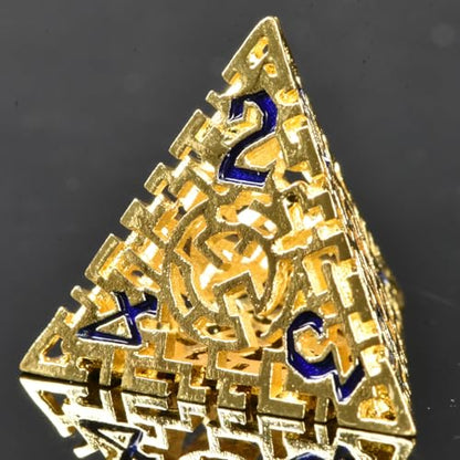Hollow Metal The Lost Maze DND Dice Set with an Iron Box for DND COC Role Playing dice Games and Board Games Gift (Glod) - color: Metal Maze Gold