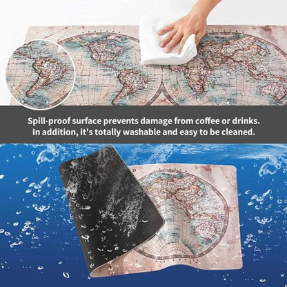 Big Mouse Pad Gaming, Stitch Mouse Pad, Pad for Keyboard and Mouse, Large Mouse Mat, Spill-Proof Surface and Anti-Skid Base, XXL 31.5” x 15.8” 80 x 40cm - color: Map 2, size: 31.5L x 15.8W inches