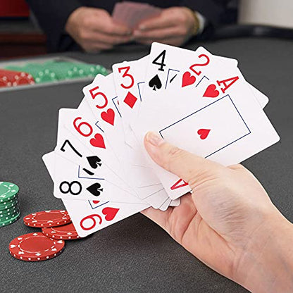 LotFancy Waterproof Playing Cards, Large Print, 100% Plastic, 2 Decks of Cards with Plastic Cases, for Texas Hold'em, Pool Beach Water Card Games, Jumbo Index Poker Size - style: Red Black Back Jumbo Index