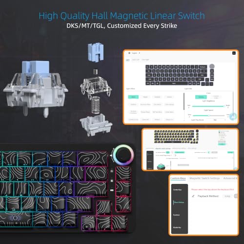 Womier M68HE PRO 60% Percent Keyboard Rapid Trigger Gaming Keyboard RGB | Hall Effect Topographic Keyboard,Wired Custom 8000 Hz Mechanical Keyboard with Magnetic Switch,PBT Keycap for Mac/Win,Black - color: M68HE PRO-Black