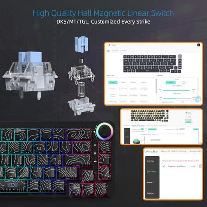 Womier M68HE PRO 60% Percent Keyboard Rapid Trigger Gaming Keyboard RGB | Hall Effect Topographic Keyboard,Wired Custom 8000 Hz Mechanical Keyboard with Magnetic Switch,PBT Keycap for Mac/Win,Black - color: M68HE PRO-Black