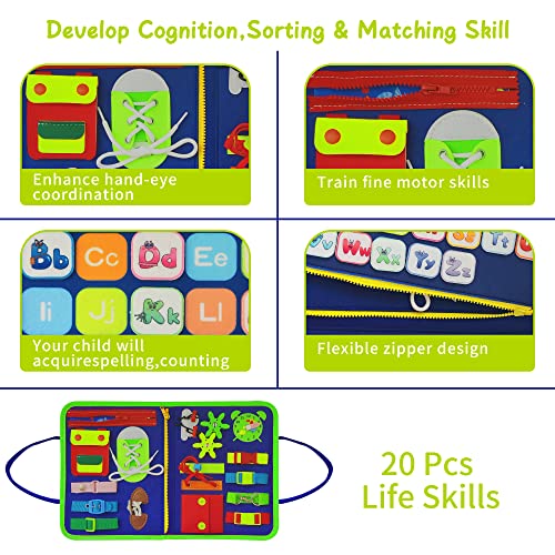 LearnToy Dinosaur Montessori Learning Toy for Toddlers Ages 3-5 Years, Busy Sensory Board with Educational Activities, Travel-Friendly Developmental Skills Toy | Busy Sensory Board with Educational Activities, Travel-Friendly Developmental Skills Toy - co