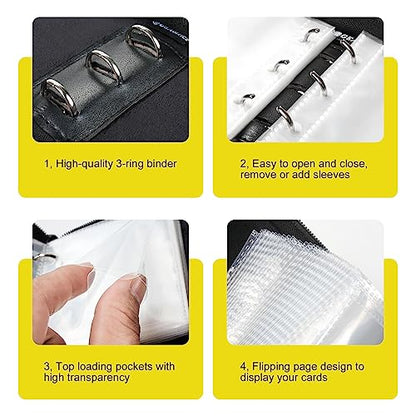 GEAoffice 1 Pocket Mini Card Binder Holds 80 Cards with Zip Closure, Yellow | Super Lightweight, 40 Removable Acid-free & Non-PVC Sleeves, Premium PU Leather Card Album for TCG, MTG, Sports&Games, Gift - color: Yellow-1 Pocket