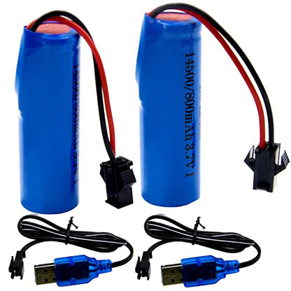 Blomiky 2 Pack 3.7V 800mAh Li-ion Rechargeable Battery SM 2P Plug with USB Cable for Double Sided RC Stunt Car Small RC Boat Tumbling Amphibious RC Car RC Truck/ C63 Battery and USB 2