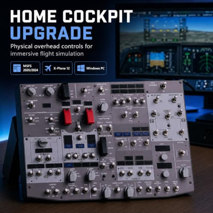 XMalNexity B107 B737 Flight Simulator Overhead Panel for MSFS 2020 2024 Xplane 12, Backlit Aluminum Housing OVHD with Auto-Return Switches, Compatible with PMDG ZiboMod iFly, Home Cockpit