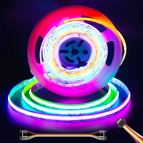 RGB Smart IC COB LED Strip Light 18ft Addressable Chasing Color 12V LED Light Strip Multicolored Flexible RGB Lights for Party, Decoration, Home DIY Lighting Projects(NO Adapter or Controller) - size: 18 ft RGB IC Strip Only