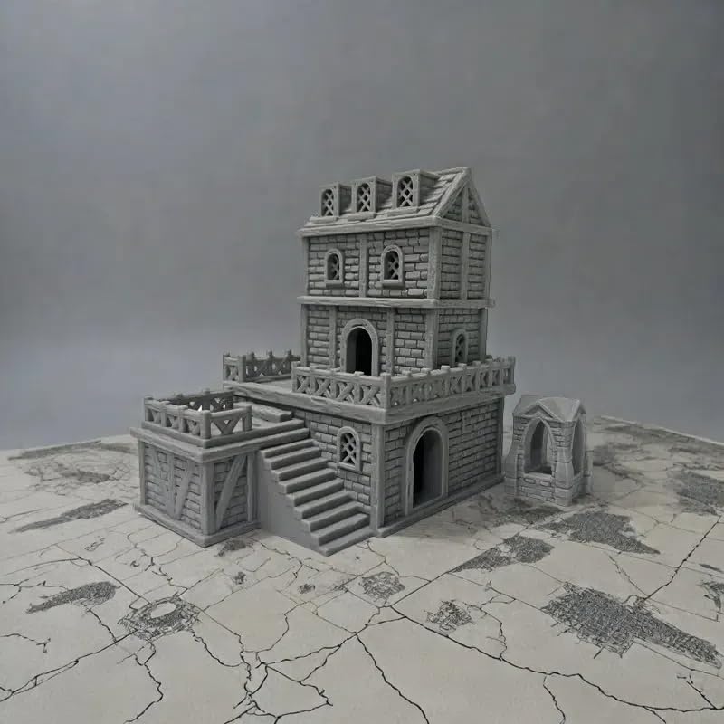 Middle Ages Medieval Architectural Terrain Set for 18mm/28mm Miniatures Wargame, 3D Printed and Paintable, Gift for Tabletop Hobby Enthusiasts (28mm Scale) - size: 28mm Scale