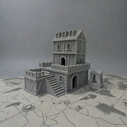 Middle Ages Medieval Architectural Terrain Set for 18mm/28mm Miniatures Wargame, 3D Printed and Paintable, Gift for Tabletop Hobby Enthusiasts (28mm Scale) - size: 28mm Scale