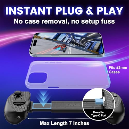 Serafim S3 Mobile Gaming Controller for iPhone 15/16/17 & Android - Hall Effect Joystick USB-C Gamepad, MFi Certified, Passthrough Charging, Fits Phone Cases up to 3mm, Low Latency for Xbox Game Pass