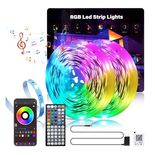 GANZQH 190FT Led Lights for Bedroom, Color Changing RGB Led Strip Lights | Music Sync Led Light Strip with Remote and App Control, DIY Led lights for Room Home Indoor Decor Ambient Lighting (2*95FT) - size: 190FT