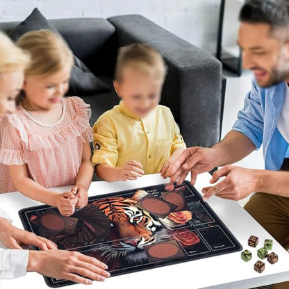for MTG Card Playmat with Zones-Includes A Storage Bag and 6 Dice, 24 x 14 inches for TCG Playmat with Non-Slip Rubber, Game Mat, Mighty Tiger - color: Yux-playmats-2-2A-279