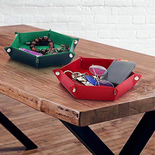 K.T. Fancy Dice Tray 6 Pieces Folding D&D Dice Tray Dice Holder Storage Box for Rolling Dice Games Metal Dice Rolling Tray PU Leather and Velvet - style: 6 PCS