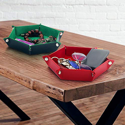 K.T. Fancy Dice Tray 6 Pieces Folding D&D Dice Tray Dice Holder Storage Box for Rolling Dice Games Metal Dice Rolling Tray PU Leather and Velvet - style: 6 PCS