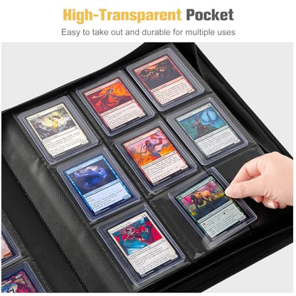 ProCase Top Loader Binder, 9 Pocket Holds 324 Toploaders, Black | Non-PVC Pockets Waterproof PU Leather Binder for Trading Cards or Sports Cards, Compatible with TCG, MTG in 3"x4" Toploader - color: 2-Black
