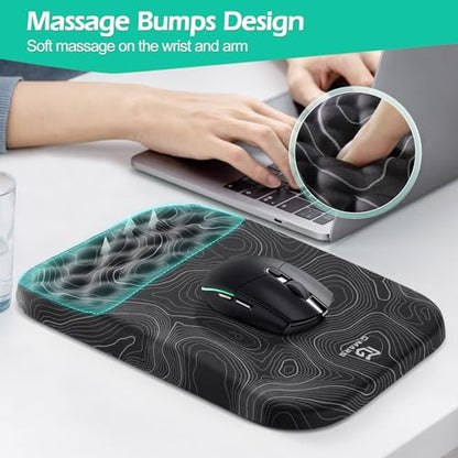 Gimars Upgrade Ergonomic Mouse Pad Wrist Rest with Memory Foam Massage Bump, Enlarge [ 30% Larger Moving Space] Mouse Pad Wrist Support with Nonslip PU Base for Laptop, Computer, Gaming & Office - color: Map-square