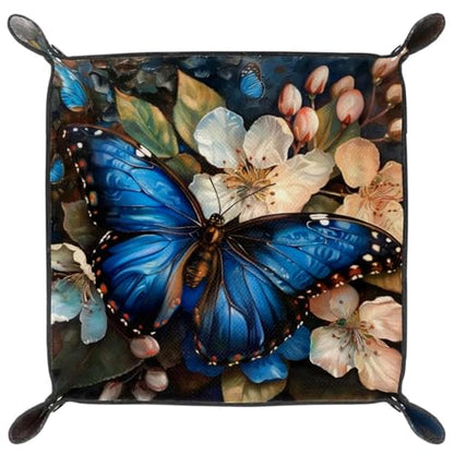 Blue Butterfly Blossom Dice Tray Dice Rolling Tray Folding Dice Holder for Dice Games, Like RPG, DND and Other Table Games - color: Multi 12