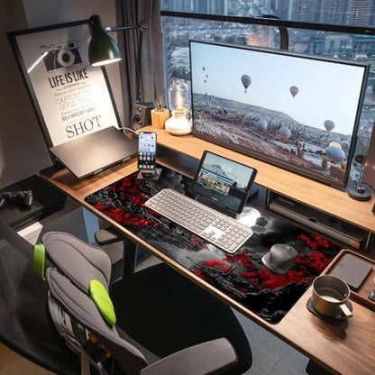 Extended Gaming Mouse Pad, Large Mouse Mat 3 mm Nature Rubber Base Mousepad with Stitched Edges, Non-Slip Desk Mat for Office Home Great Gift 31.5x11.8 Inch (Dark Canyon 6) - color: Dark Canyon 6