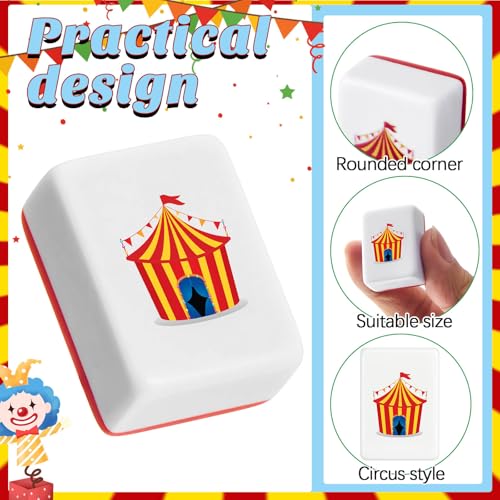 Hollowfly 2 Player Mahjong Block Set with Storage Bags 65 Tiles 30 mm Carnival Mahjong Push Tile Game with Colorful Circus Pattern No DIY Required for Friend Family Game Night Party Gift - style: Carnival