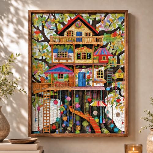 Cross & Glory | Jigsaw Puzzles for Adults | Fantastical Treehouse Escape | Whimsical Art | Whimsical 1000 Piece Puzzle for Adults | Vibrant Treehouse Puzzle | Satin Finish | 20x27 Inches - color: Treehouse Escape - Tree