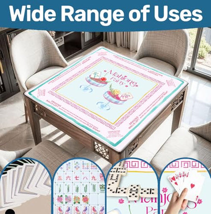 Pink Chinoiserie Mahjong Mat 31.5" x 31.5", Grandmillennial Pink Cocktail Non-Slip Noise Reduction Mahjong Table Cover Accessories and Supplies for Dominoes Poker Card Board and Tile Games Gifts - color: Pink Mahjong Mat Chinoiserie
