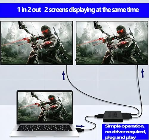 HDMI Splitter 1 in 2 Out【with 1HDMI Cable + 1USB Cable+1Power Adapter 】 1×2 Power HDMI Splitter/Distributor 2 Ports for Dual Monitors Copy/Mirror Support 4K@30Hz 1080P Full HD 3D LED HD TV PS3/4 etc - size: HDMI Splitter 1×2 4K@30HZ