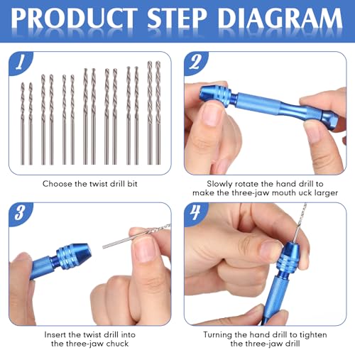 Mudder 57pcs Micro Drill Bits & Pin Vise Set, 46 Pcs Hand Twist Drills and 10 Pcs PCB Mini Cutting Bits for Resin, Beads, Polymer Clay, Craft, DIY Jewelry, Model Making Projects(Blue) - color: Blue