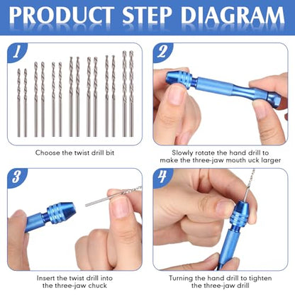 Mudder 57pcs Micro Drill Bits & Pin Vise Set, 46 Pcs Hand Twist Drills and 10 Pcs PCB Mini Cutting Bits for Resin, Beads, Polymer Clay, Craft, DIY Jewelry, Model Making Projects(Blue) - color: Blue