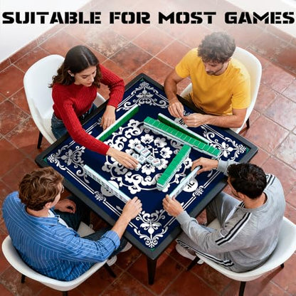 Blue Mahjong Mat for Table (31.5 X31.5 in), Non-Slip Noise Reduction | Mahjong Table Mat, Mah Jong Mat with Carrying Bag, Game Table Cover for Mahjongs Poker Card Dominoes, Christmas Gift - color: Fa