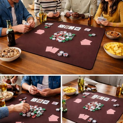 Board Game Mat 35"x35" Designed for 36 in Tables, Mahjong Mat with Carrying Bag, Neoprene Playmat, Table Cover for Board Games, Tile, Poker, RPG and Dominoes (Brown) - color: Brown