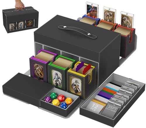Cortile MTG Commander Deck Box,6-deck Modular Card Case and 2 Dice Trays,Removable MTG Deck Box Holds 780+ Double-Sleeved Cards,Ergonomic Handle and 35PT Magnetic Holders for TCG/EDH, Multicolour - color: Multicolour, style: 6-Deck Modular Case