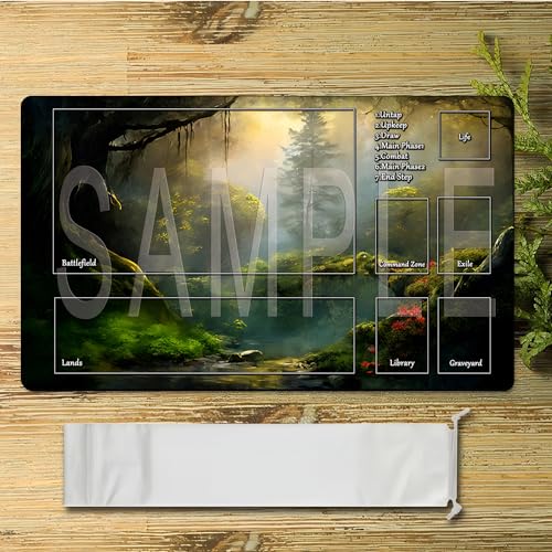 STORKY MTG Playmats, Landscape Board Game Mat with Storage Bag Mouse Pad for MTG DTCG CCG RPG Trading Card MTG Playing Mat with Zones Smooth Rubber Surface Battle 24 x 14 inches, Forest - color: Forest With Zones
