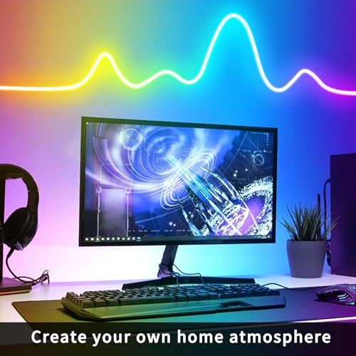 50ft LED Neon Lights with Remote and APP Control, IP65 Waterproof Flexible Neon Strip Lights 24V RGB LED Rope Lights for Bedroom,Living Room,DIY Decoration（with Snap &Screws） | Flexible Neon Strip Lights 24V RGB LED Rope Lights for Bedroom,Living Room,DIY